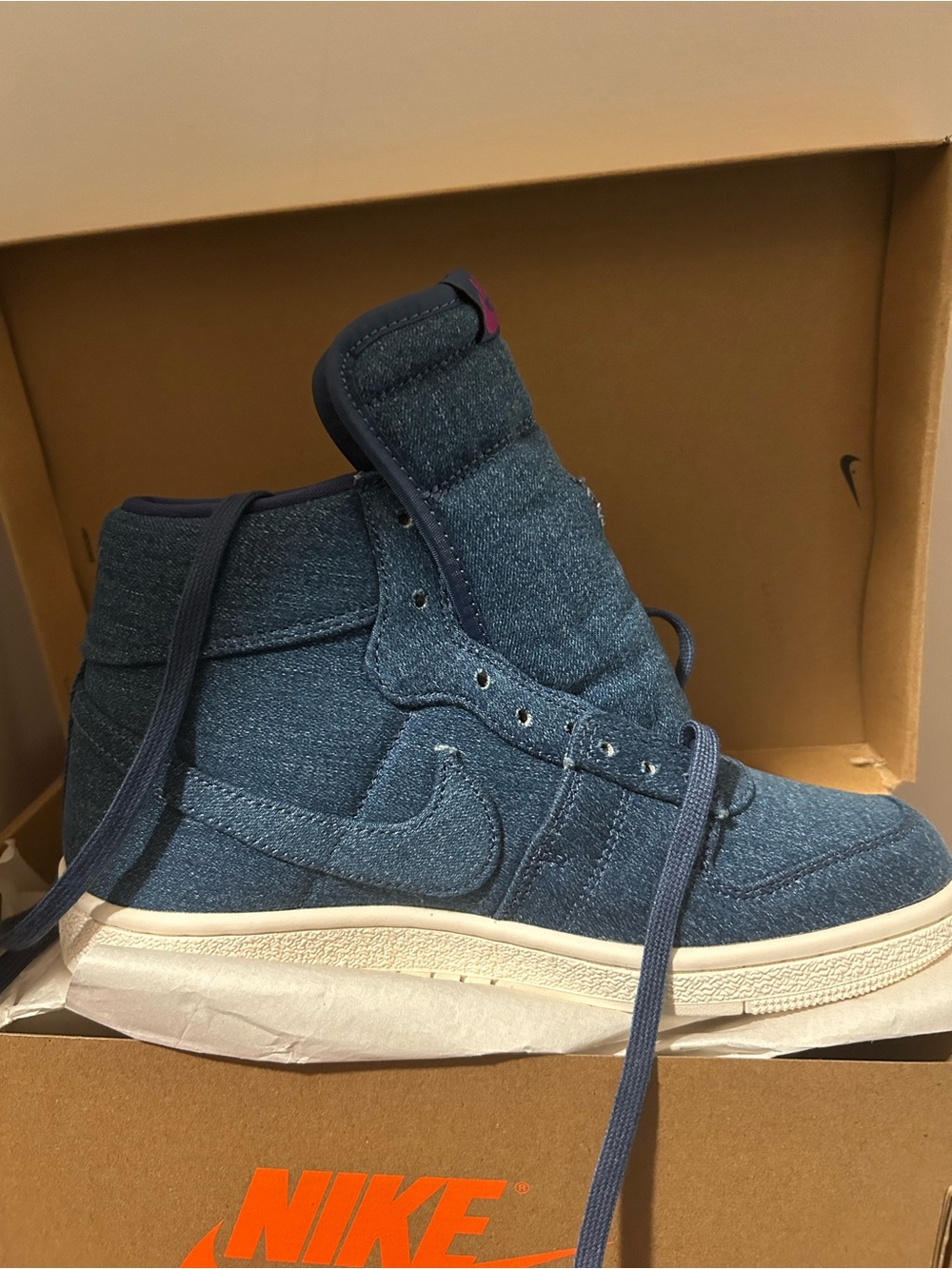 Nike Women’s Jordan- High-Top Denim Sneaker -